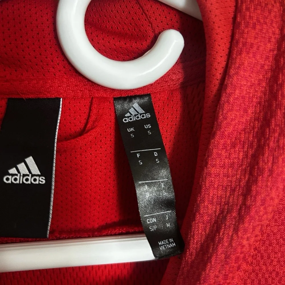 Adidas Climawarm Hoodie Mens Size Small Red Logo Hooded Sweatshirt‎